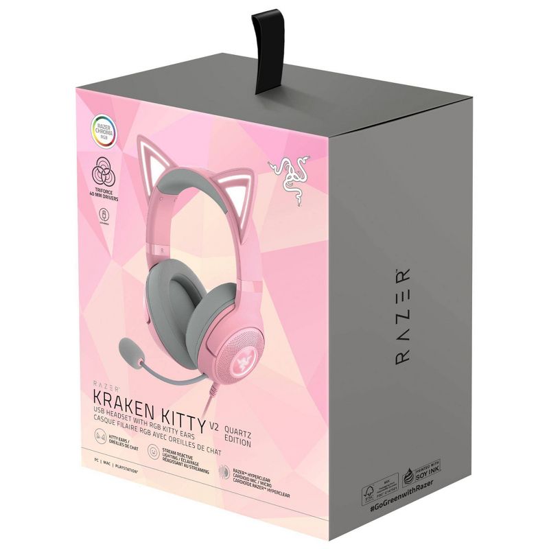 Razer Kraken Kitty V2 USB Headset with RGB Kitty Ears - Quartz Edition