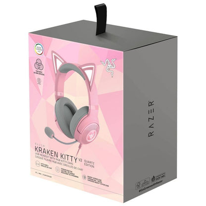 Razer Kraken Kitty V2 USB Headset with RGB Kitty Ears - Quartz Edition