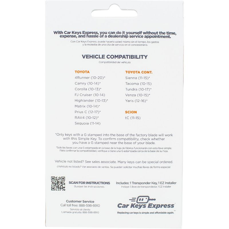 Car Keys Express Toyota Simple Key TOTR-E0Z1SK: Black Vehicle Electronics Accessory, Radio Frequency, 1-Year Warranty