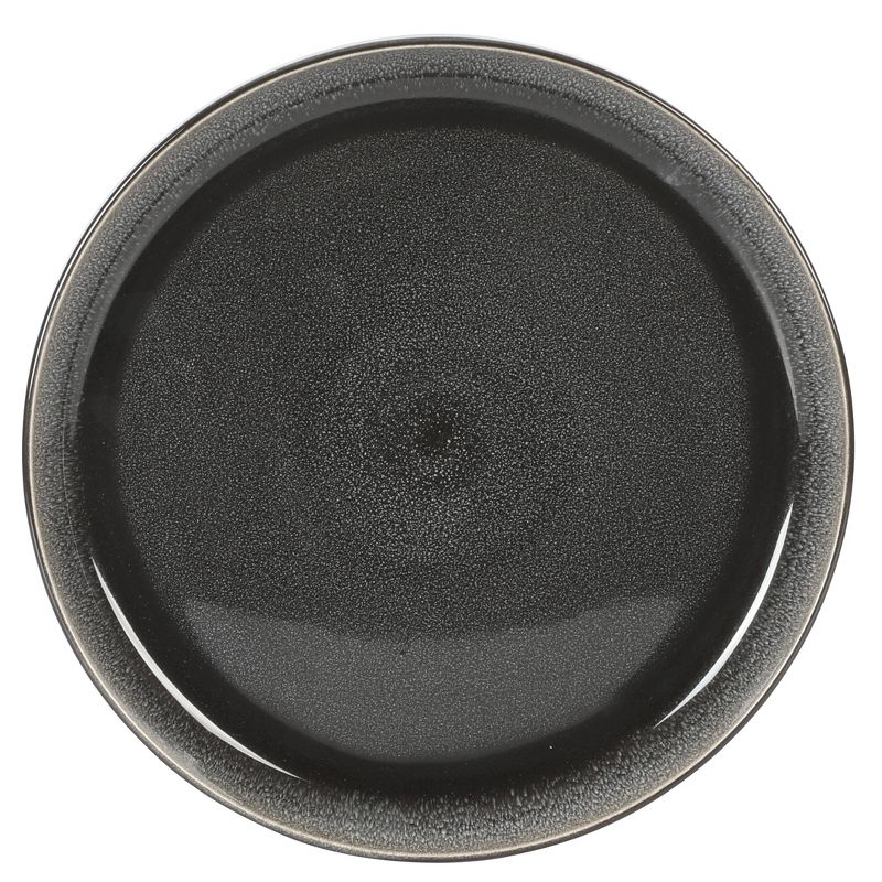 Gibson Home Sur La Table Kitchen Essentials Banquette 16pc Reactive Glaze Stoneware Dinnerware Set Black: Kitchen Dish Set, Service for 4