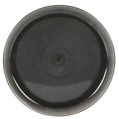 Gibson Home Sur La Table Kitchen Essentials Banquette 16pc Reactive Glaze Stoneware Dinnerware Set Black: Kitchen Dish Set, Service for 4