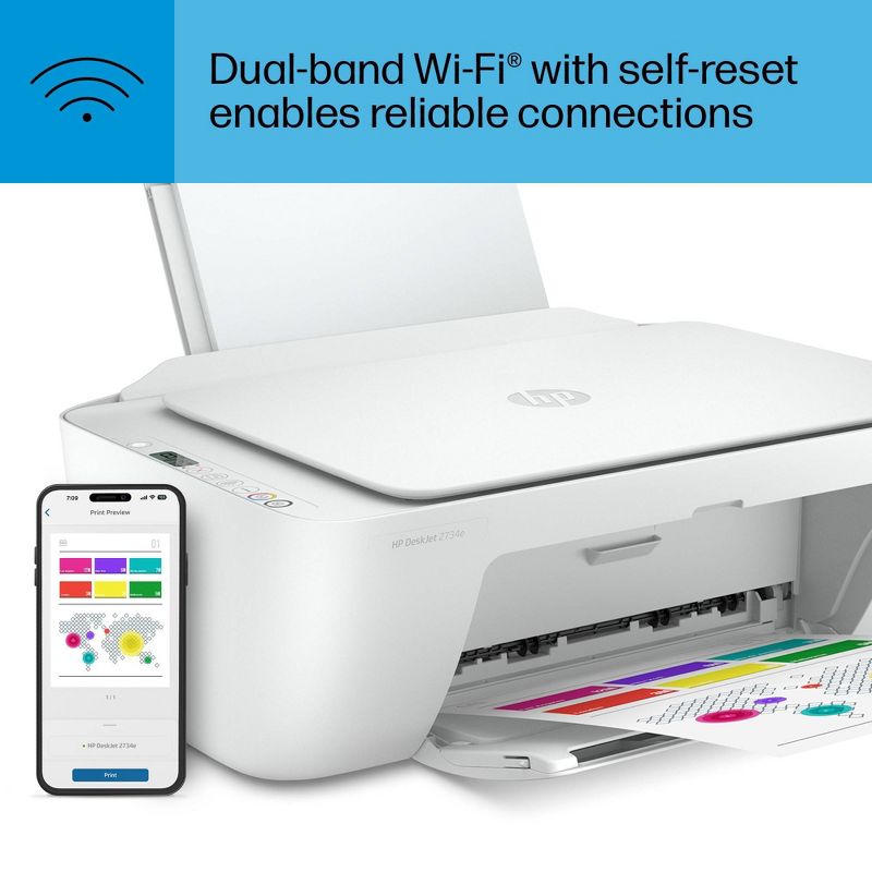 HP DeskJet 2734e Wireless All-in-One Color Printer Scanner Copier with Instant Ink and HP+ (26K72A)