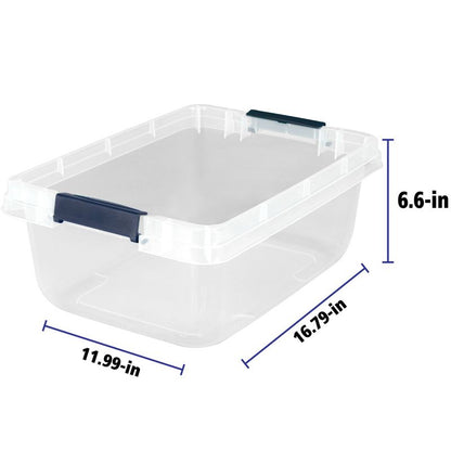 Home Logic 15qt 8pk Storage Bins Clear: Lidded, Stackable, Portable, Built-In Handles, Transparent, Plastic Containers