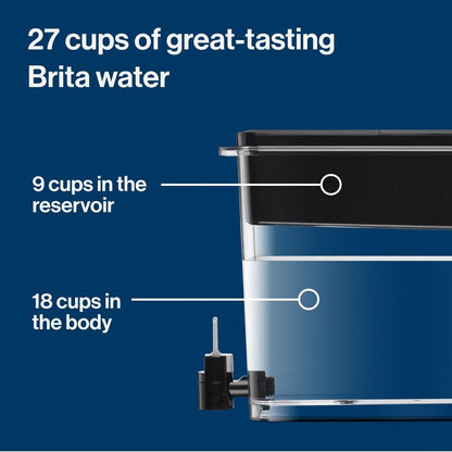 Brita Extra Large 27-Cup UltraMax Filtered Water Dispenser with Filter - Jet Black
