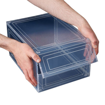 Simplify Drop Front Shoe Box - Set of 6 - Clear: PET & Polypropylene, Decorative Storage Bins, 13.4" W x 9.8" D x 7.1" H