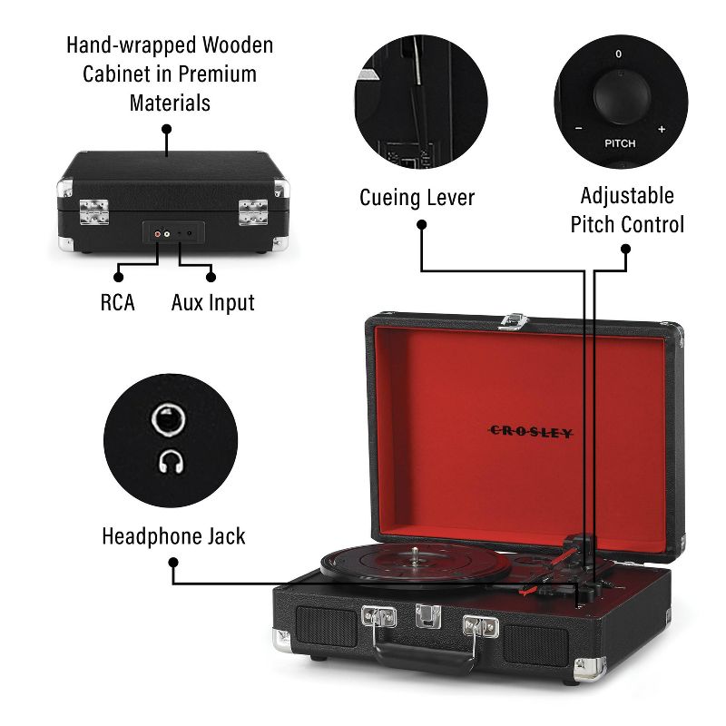 Crosley Cruiser Plus Bluetooth Vinyl Record Player - Black