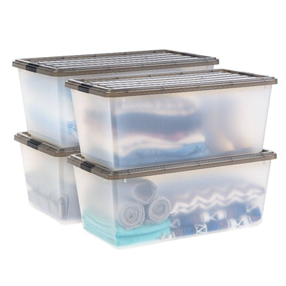 IRIS 91qt Plastic Storage Bins with Lids Clears Latchings Stackable Totes 4pk