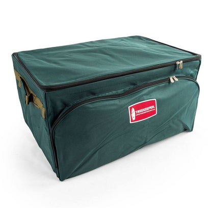TreeKeeper 3 Tray Ornament Keeper Storage Bag with Front Pocket: Christmas Ornament Organizer, Padded Lining, Green