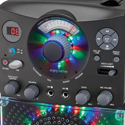 Singing Machine Bluetooth Karaoke System with LED Disco Lights and Microphone
