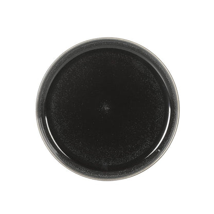 Gibson Home Sur La Table Kitchen Essentials Banquette 16pc Reactive Glaze Stoneware Dinnerware Set Black: Kitchen Dish Set, Service for 4
