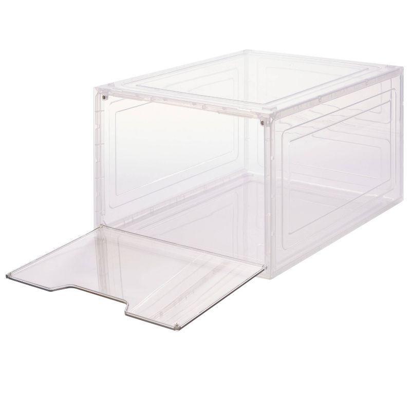 Simplify Drop Front Shoe Box - Set of 6 - Clear: PET & Polypropylene, Decorative Storage Bins, 13.4" W x 9.8" D x 7.1" H