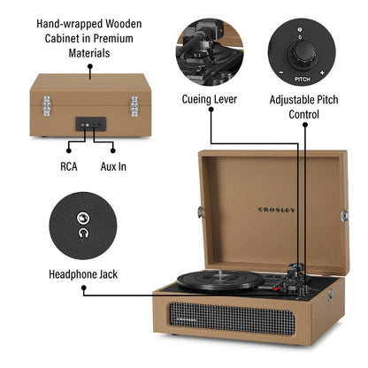 Crosley Voyager Bluetooth Vinyl Record Player - Tan