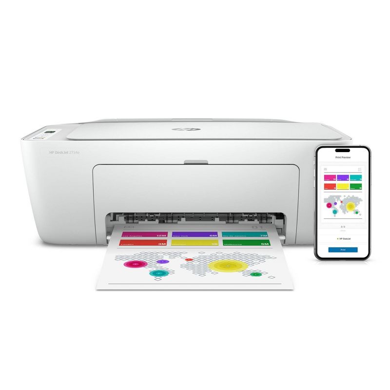 HP DeskJet 2734e Wireless All-in-One Color Printer Scanner Copier with Instant Ink and HP+ (26K72A)