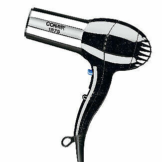 Conair 1875 Watt Full Size Pro Hair Dryer Ionic Conditioning Black Chrome Beauty