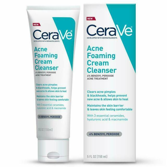 CeraVe Acne Foaming Cream Wash with 10% Benzoyl Peroxide for Face & Body, 5 oz