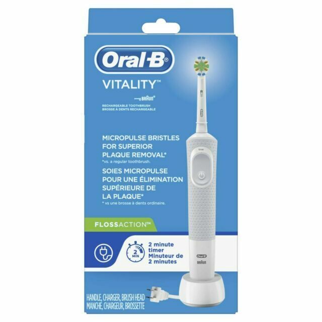 Oral-B Vitality Rechargeable Electric Toothbrush White With Built-in Timer NEW!